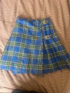 Rare Vintage British Wool Plaid Midi Skirt - "of Norwich" - Size 12